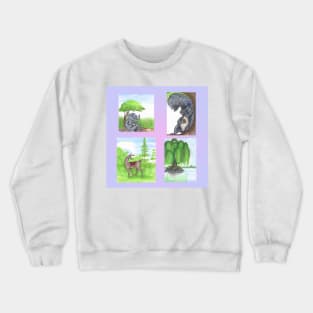 Elephant, Squirrel, Deer and Tree Crewneck Sweatshirt